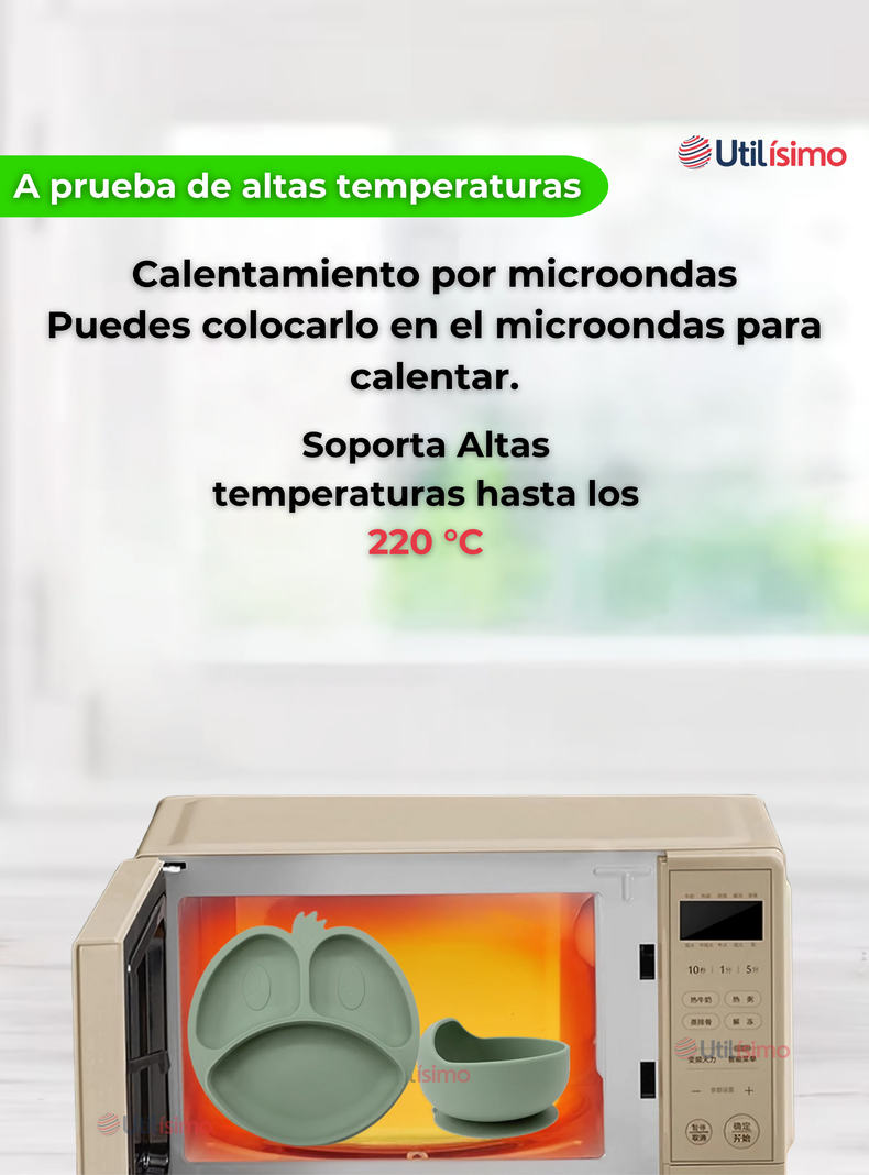 Set De Alimentación Bebé Silicona De Formas 6 Piezas Libre BPA Verde-3
