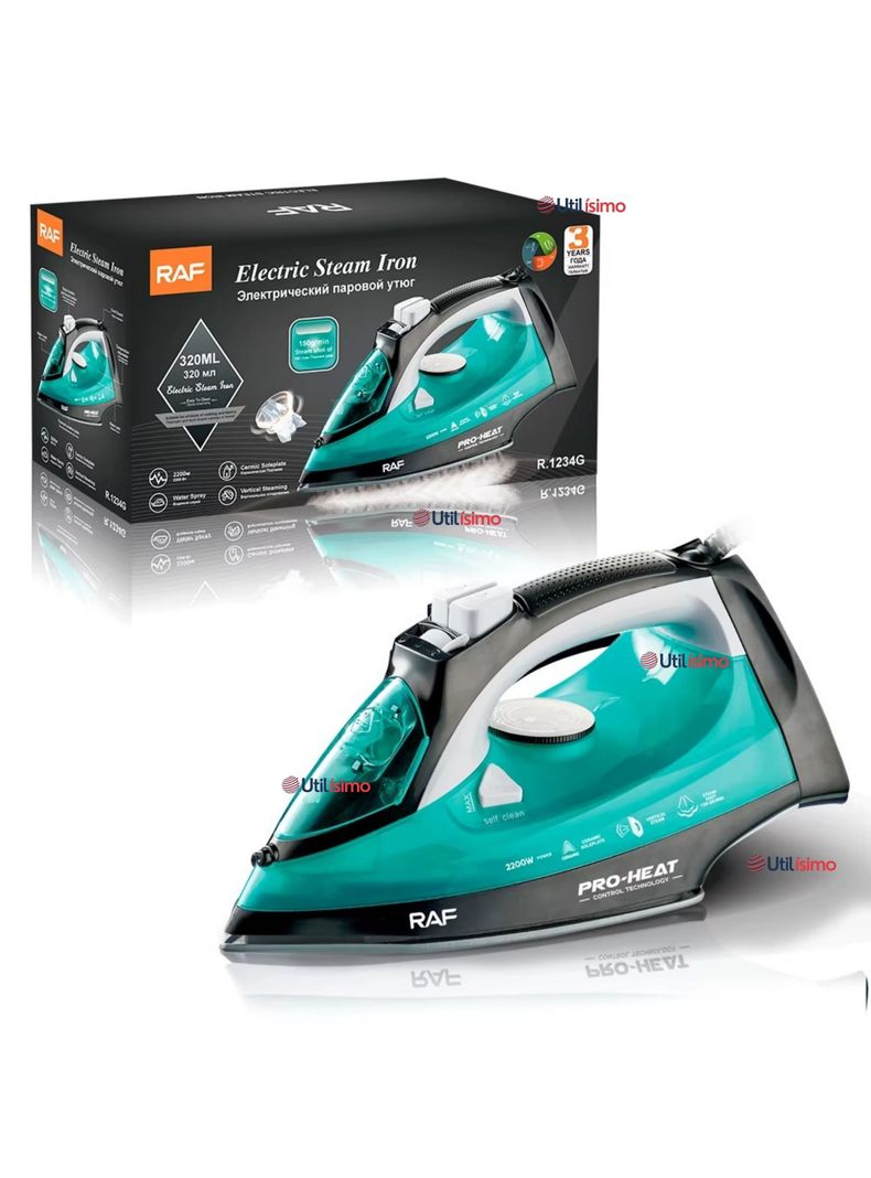 Plancha A Vapor Base de Ceramica RAF 2200W de Potencia