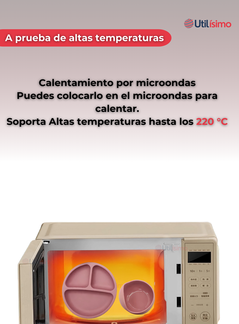 Set De Alimentación Bebé Silicona 5 Piezas Libre BPA Rosa Oscuro-6
