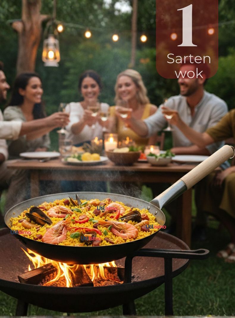 Sarten Wok Tradicional Chino De 37cm Acero Al Carbono