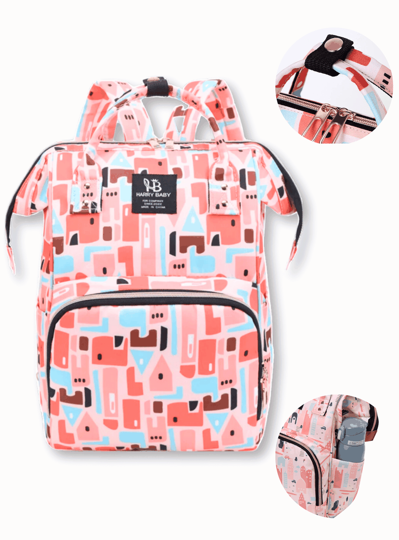 Mochila Maternal Oxford Bolso Pañalera Infantil Térmica e Impermeable Pastel Orange-0