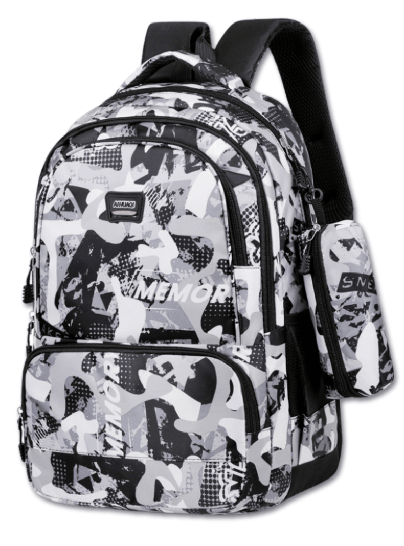 Mochila Escolar Juvenil y Universitario 45cm Diseno Estampado Camuflaje Unisex Gray