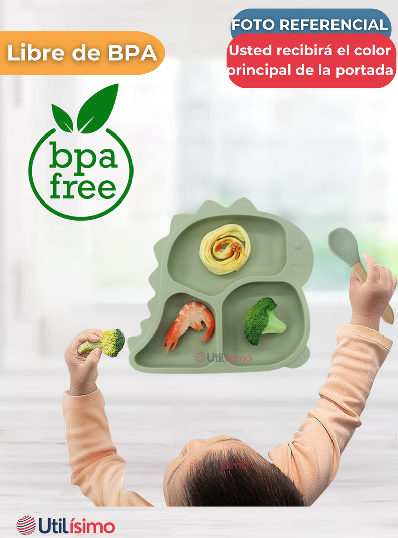 Set De Alimentación Bebé Silicona De Formas 6 Piezas Libre BPA Beige-1