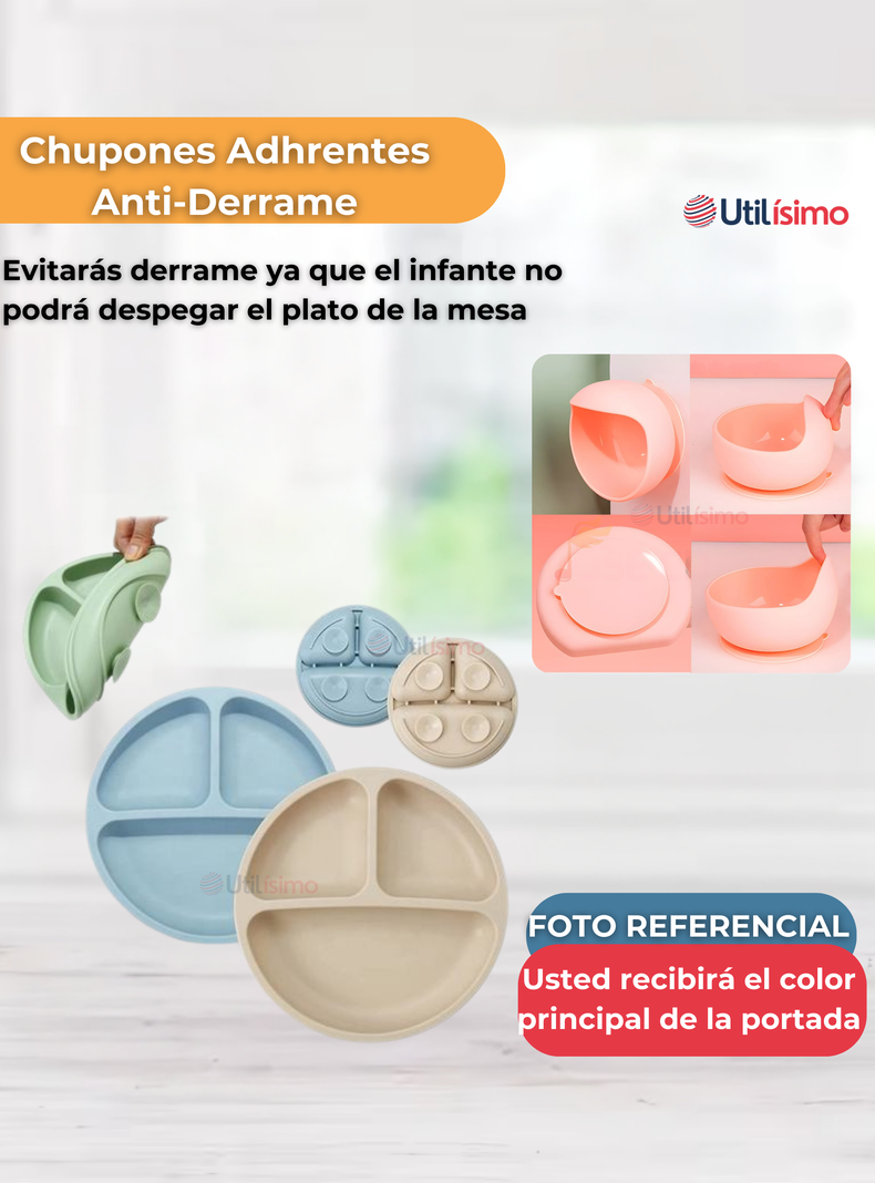 Set De Alimentación Bebé Silicona De Formas 6 Piezas Libre BPA Beige-7