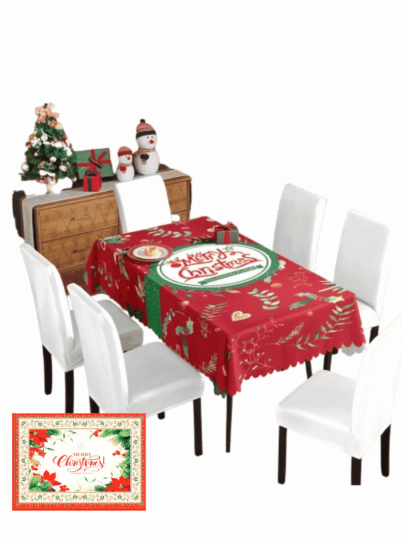 Mantel Navidad Merry Christmas Tela Poliéster 137x240 cm-0
