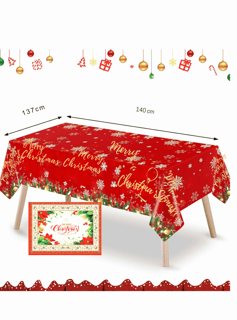 Mantel Navidad Merry Christmas Tela Poliéster 137x240 cm-2