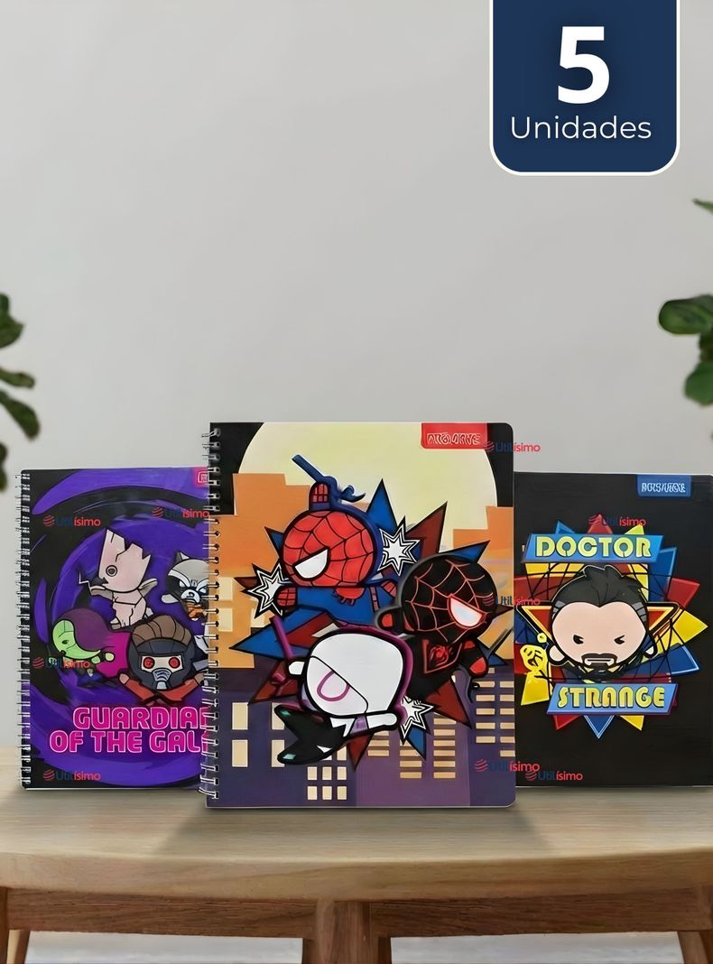 Pack 5 Cuadernos Universitarios Marvel Heroes 100 Hojas Proarte Disenos Surtidos