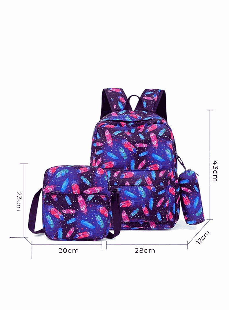 Pack Mochila Lonchera Estuche 43cm Juvenil y Escolar Magic Feathers-1