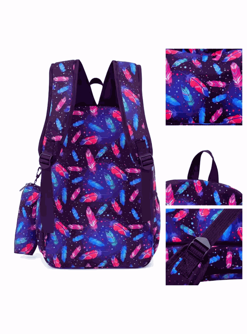 Pack Mochila Lonchera Estuche 43cm Juvenil y Escolar Magic Feathers-3