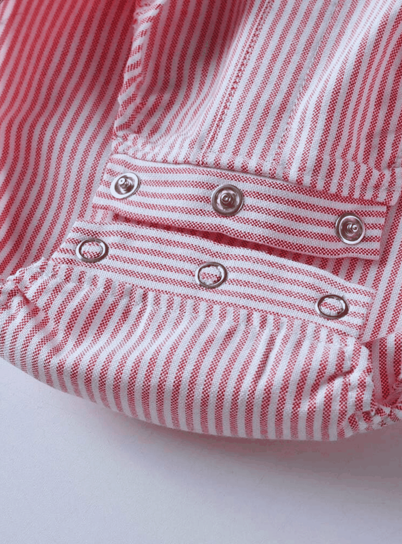 Conjunto de Vestir Niño Body Estilo Camisa y Pantalón Corto 6 a 24 Meses Rayas Rosa-6