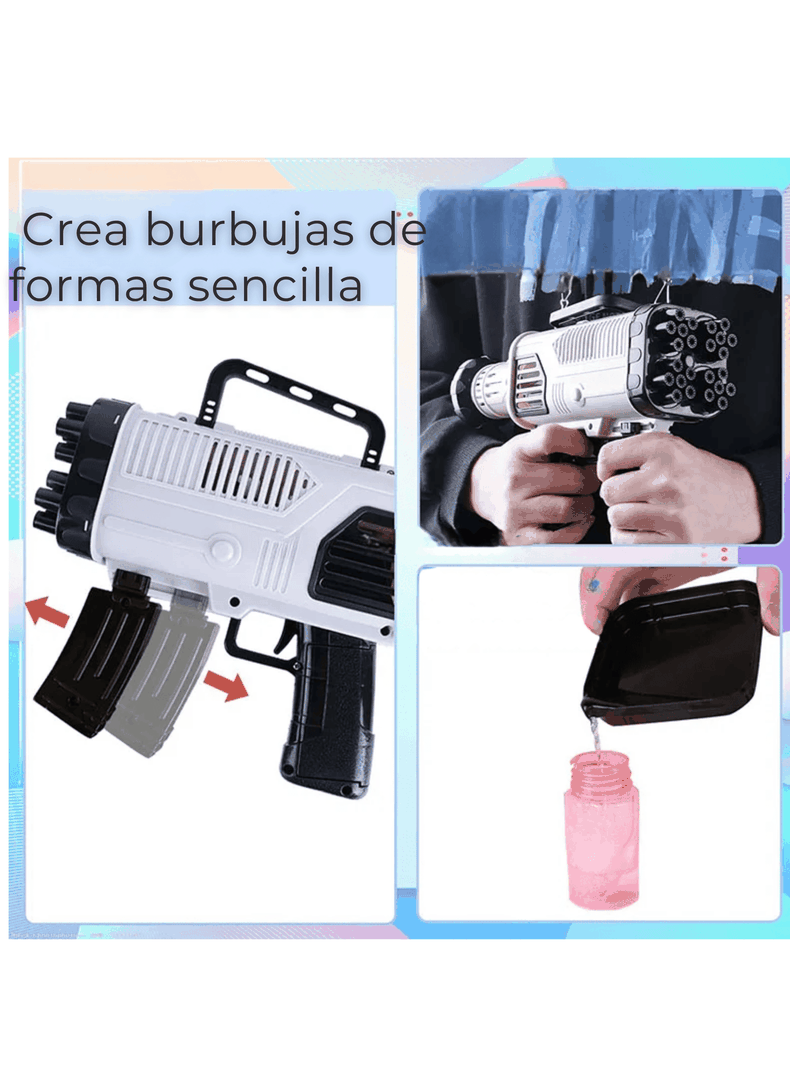 Pistola De Burbujas 44 Agujeros Eléctrica Manual Juguete Niño-2