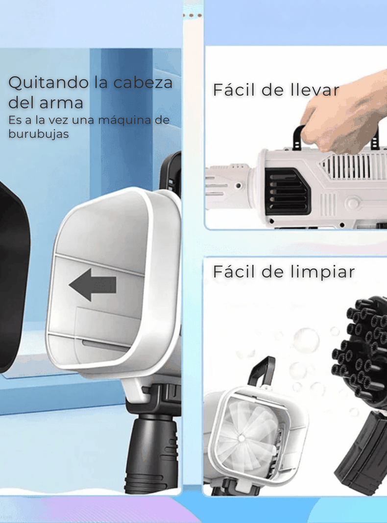 Pistola De Burbujas 44 Agujeros Eléctrica Manual Juguete Niño-5
