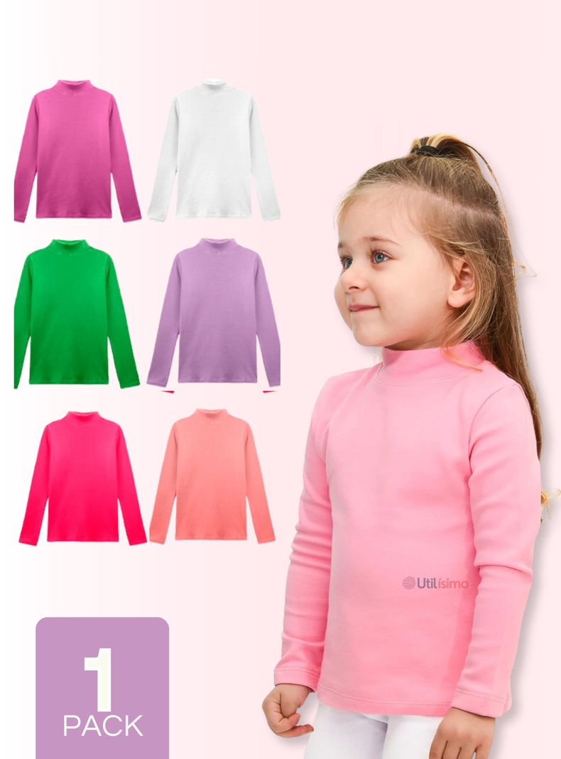 Pack 1 Camiseta Polera Polar Cuello Alto Niña Primera Capa-0