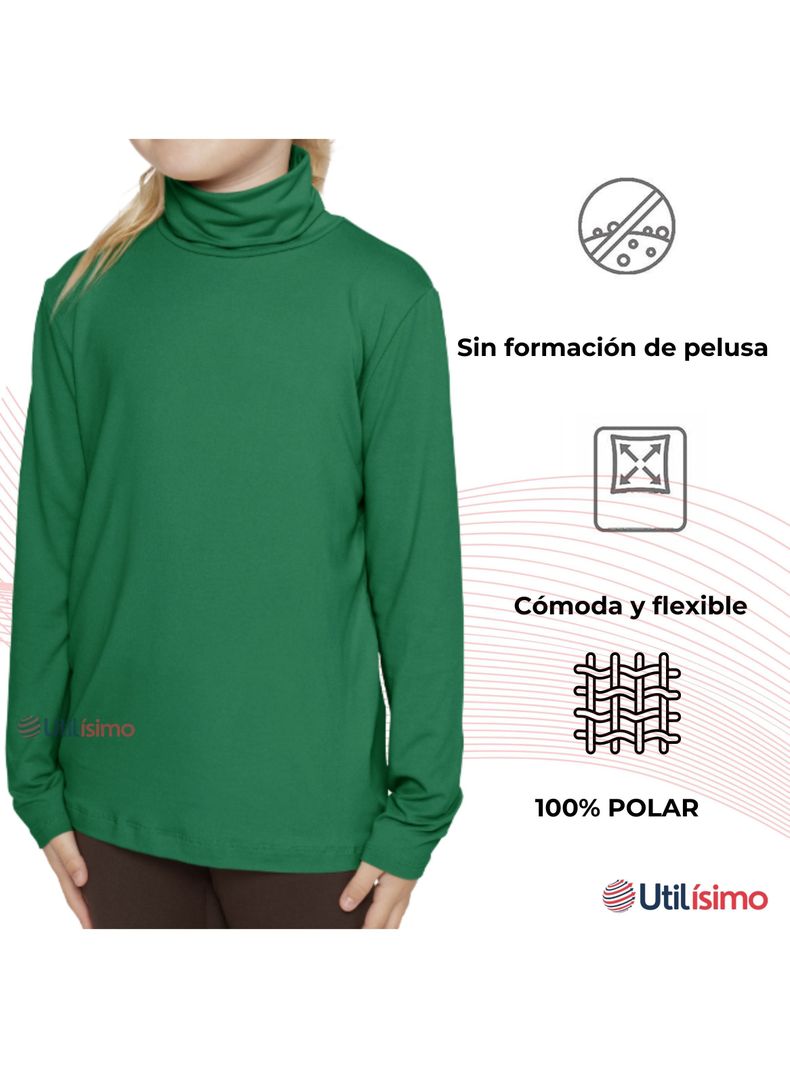 Pack 1 Camiseta Polera Polar Cuello Alto Niña Primera Capa-3
