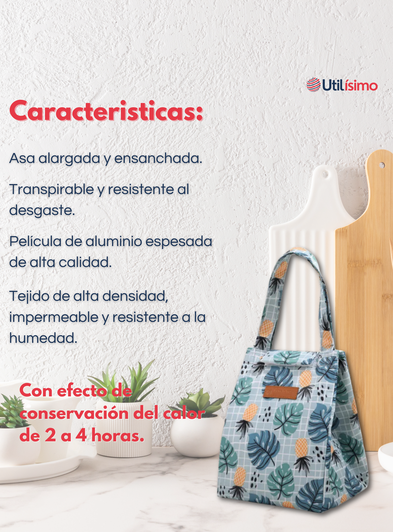 Lonchera Térmica Estampada Bolsa de Mano para Picnic Portátil-1