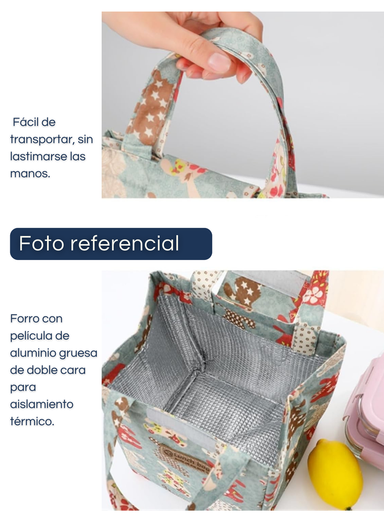 Lonchera Térmica Estampada Bolsa de Mano para Picnic Portátil-4