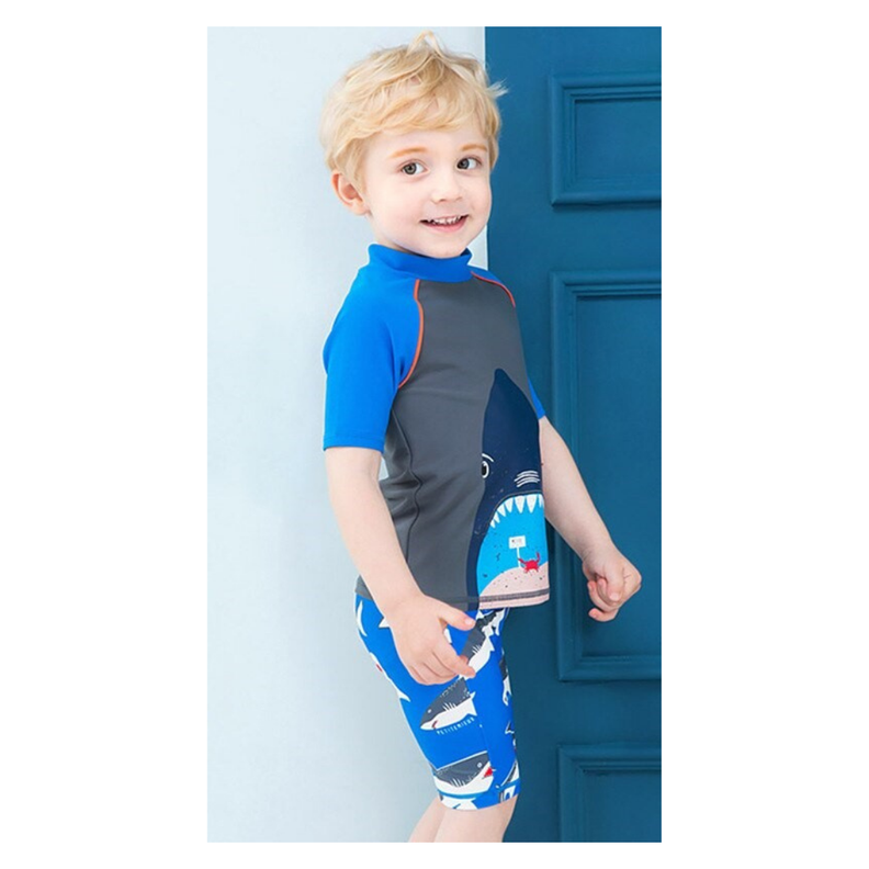 Traje De Baño 2 Piezas Manga Larga Niño Jump Kids Tiburón-4