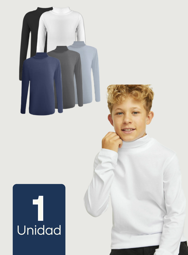 Camiseta Polera Beatle Bambú Primera Capa Niño Cuello Alto Surtido-0