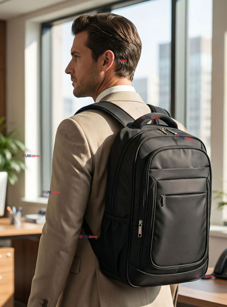 Mochila Jumbo Ejecutiva Impermeable Resistente Notebook 53cm Negro 28L