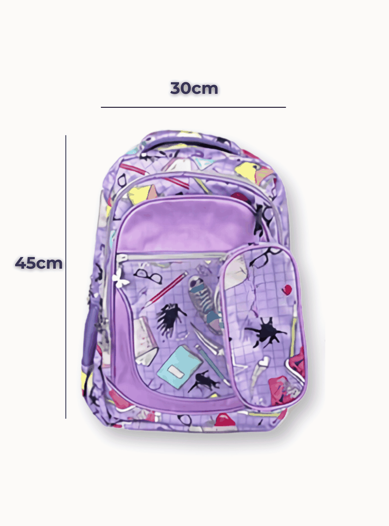 Mochila Con Lonchera Y Estuche 45CM Niña Geometric Purpura-1