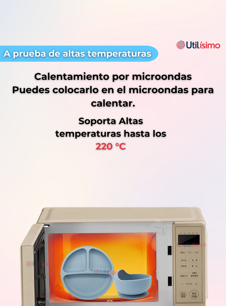 Set De Alimentación Bebé Silicona Con Vaso 11 Piezas Libre BPA Celeste-2