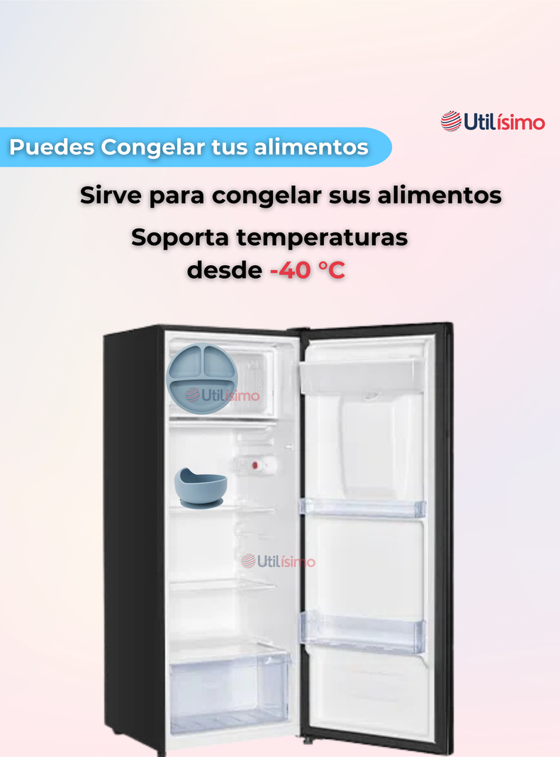 Set De Alimentación Bebé Silicona Con Vaso 11 Piezas Libre BPA Celeste-4