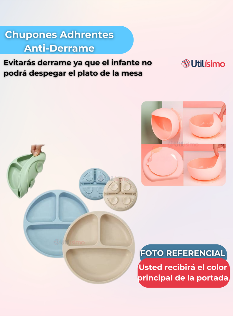 Set De Alimentación Bebé Silicona Con Vaso 11 Piezas Libre BPA Celeste-7