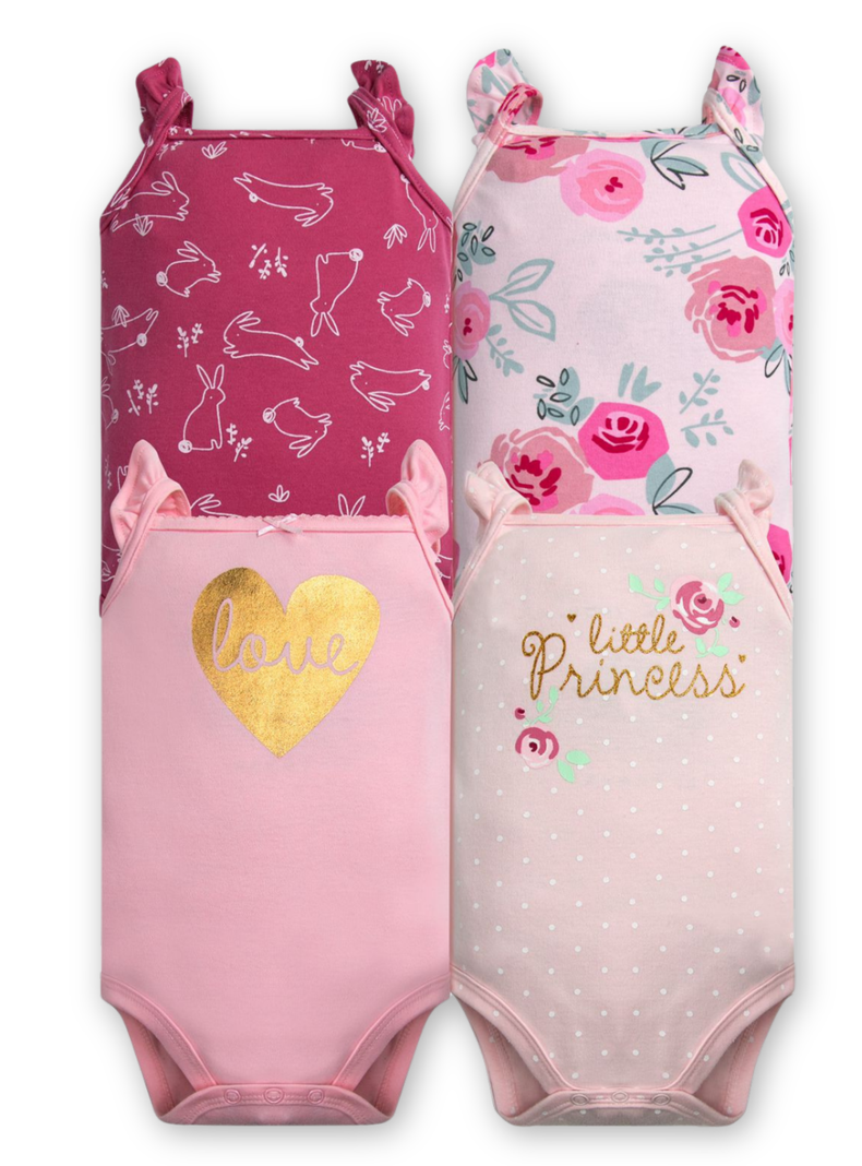 Pack 4 Bodys Nina Sin Manga Tedmimak 100% Algodon Rosa Little Princess
