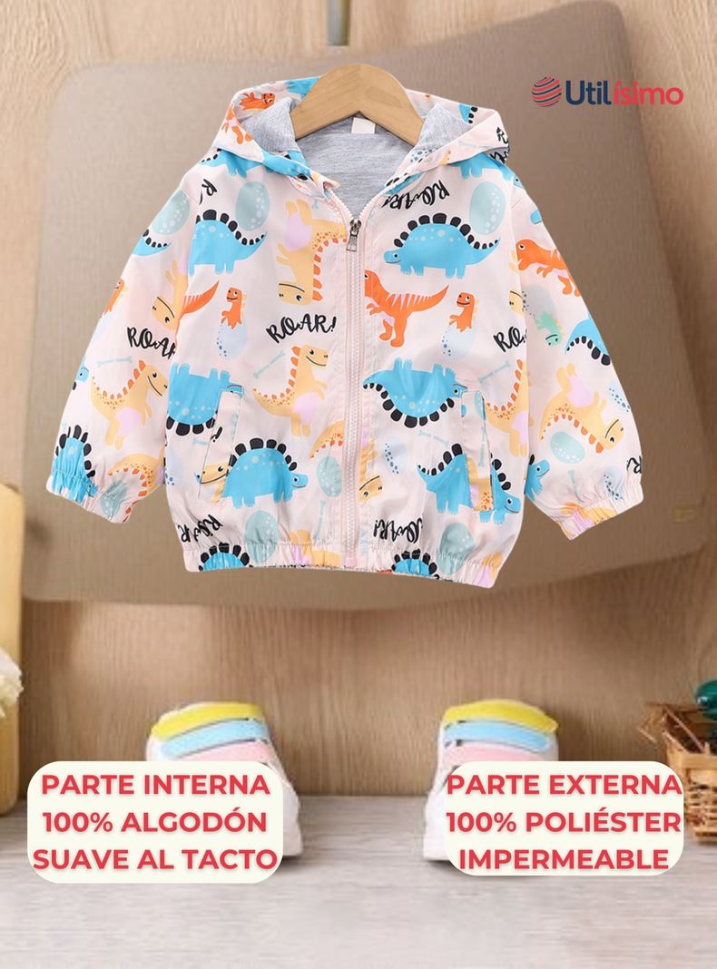 Cortaviento Impermeable Chaqueta Estampado Niño Y Bebé Jump Kids Flesh Colored Dinosaurs-1