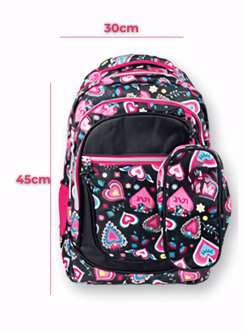  Mochila Con Lonchera Y Estuche 45CM Diseño Estampado Niña-1