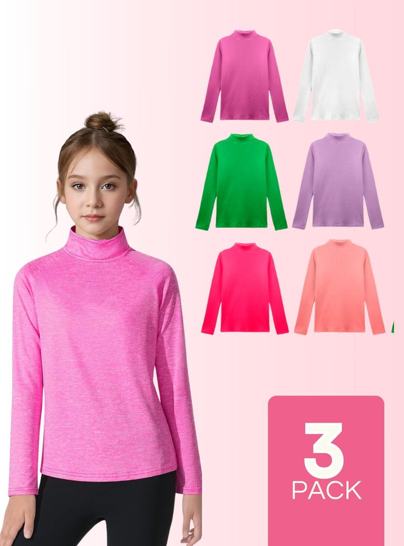 Pack 3 Camisetas Beatle 100% Polar Polera Cuello Alto Colores Surtidos Niña-0