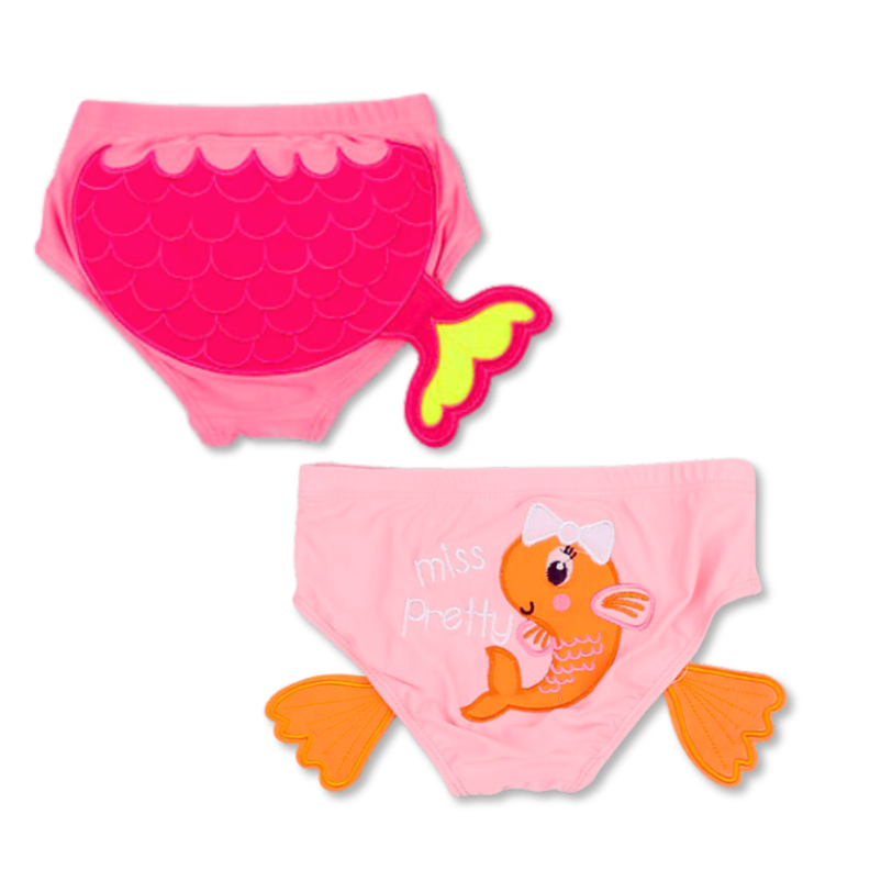Porta Pañal Traje Baño Niña Piscina Playa Niña Estampado Pez-0