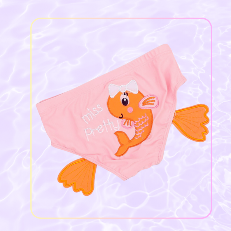 Porta Pañal Traje Baño Niña Piscina Playa Niña Estampado Pez-3