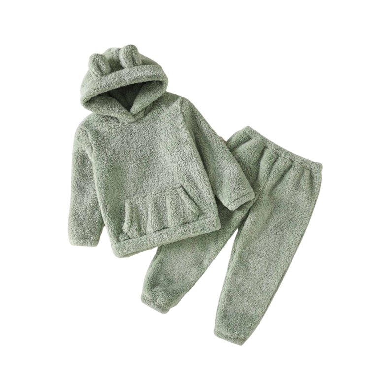 Set Invierno 2 Piezas Polerón Capucha y Pantalón Unisex Verde Olivo Jump Kids-0