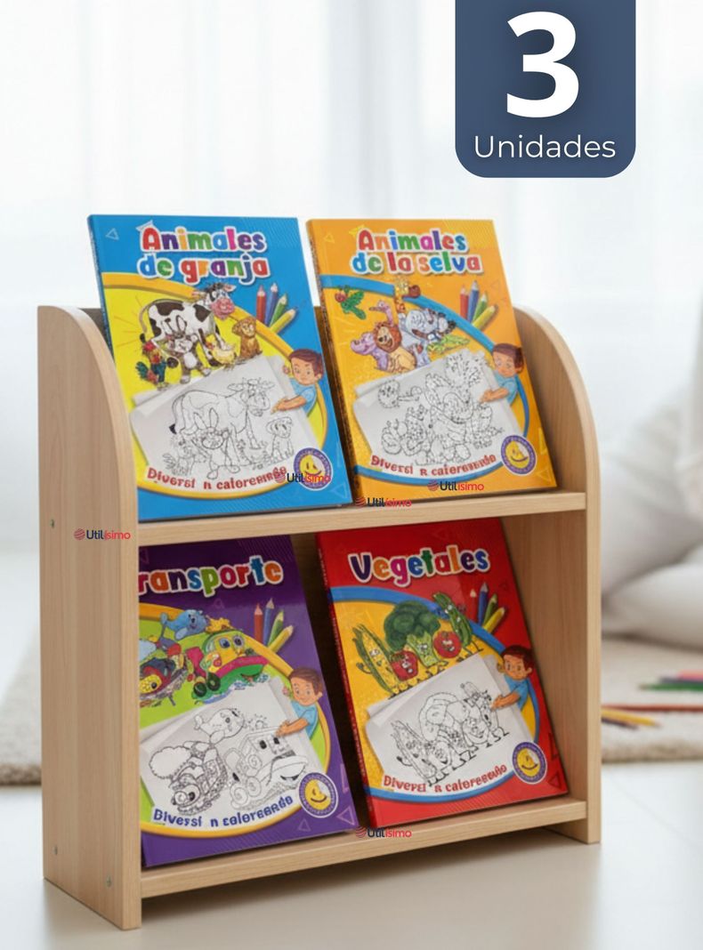 Pack 3 Libros Para Colorear Pintar Educativo Con Stickers para Ninos Disenos Surtidos