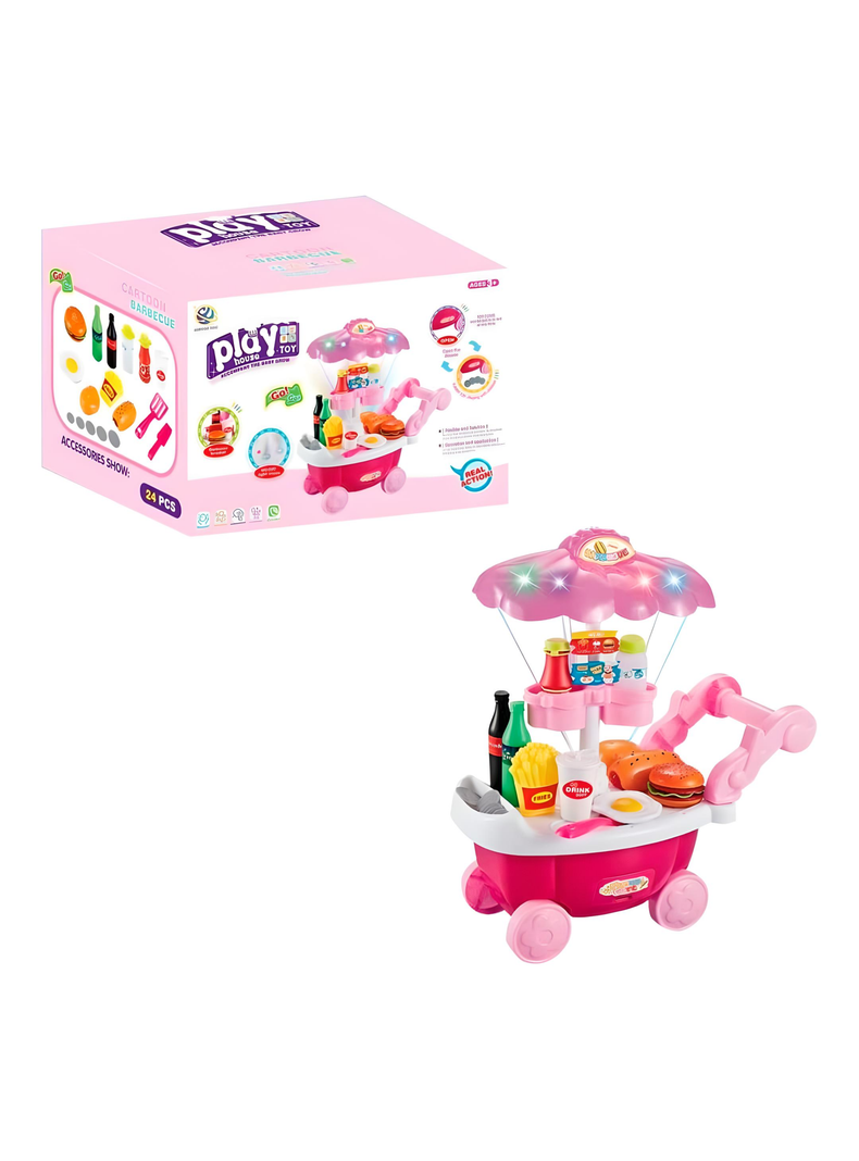 Carrito de Comida Con Accesorios y Luces Para Niña-1