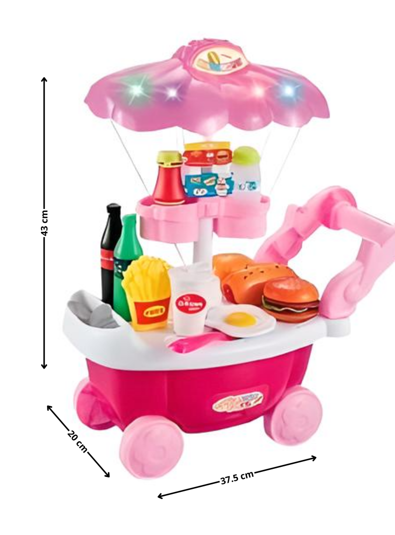 Carrito de Comida Con Accesorios y Luces Para Niña-2