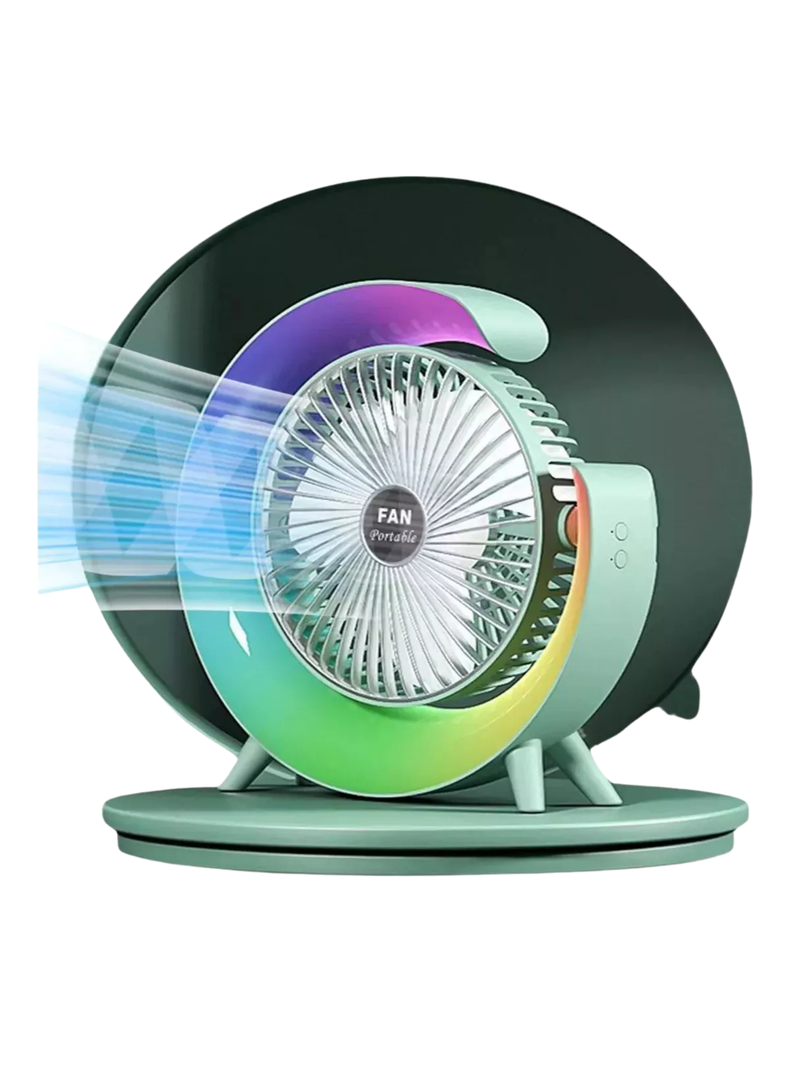 Ventilador Escritorio Portátil USB con Lámpara Luces LED Colores-0