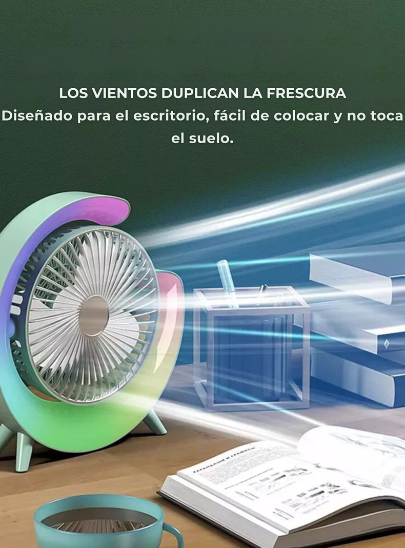 Ventilador Escritorio Portátil USB con Lámpara Luces LED Colores-1