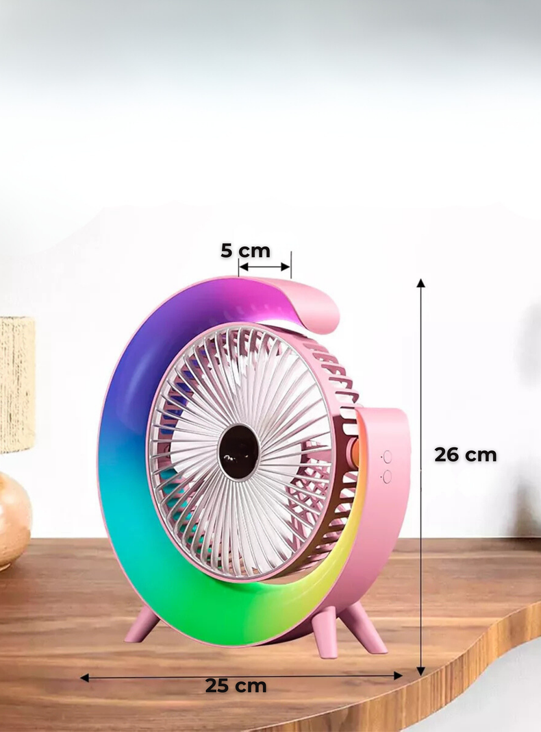 Ventilador Escritorio Portátil USB con Lámpara Luces LED Colores-2