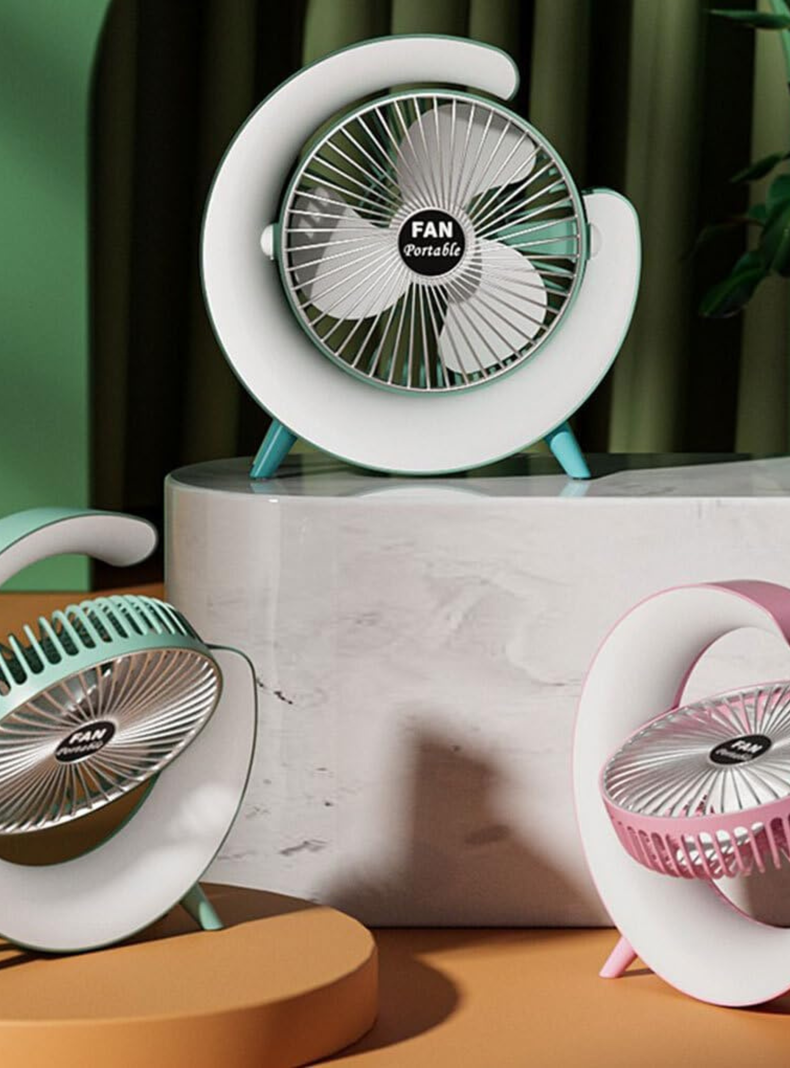 Ventilador Escritorio Portátil USB con Lámpara Luces LED Colores-4