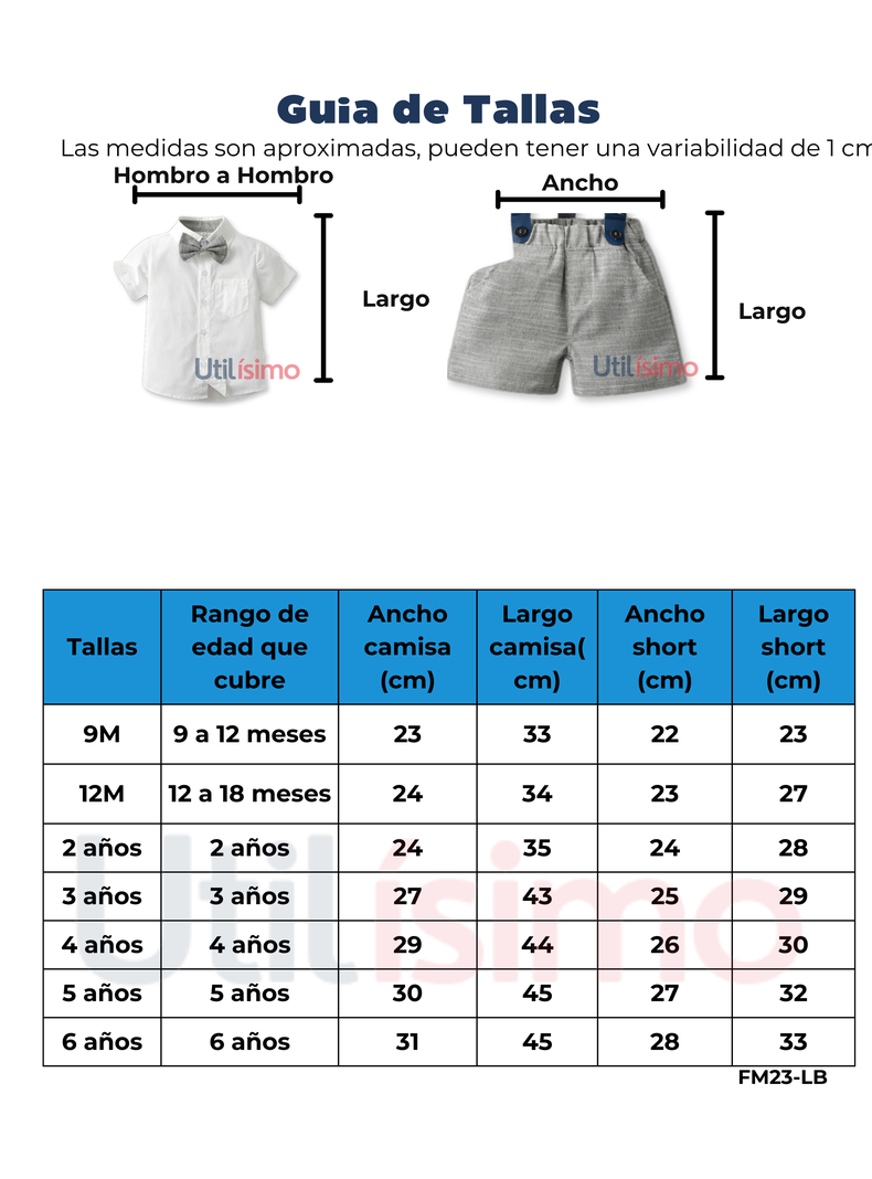 Conjunto de vestir con corbatín y pantalón corto de 9 meses a 6 años-2