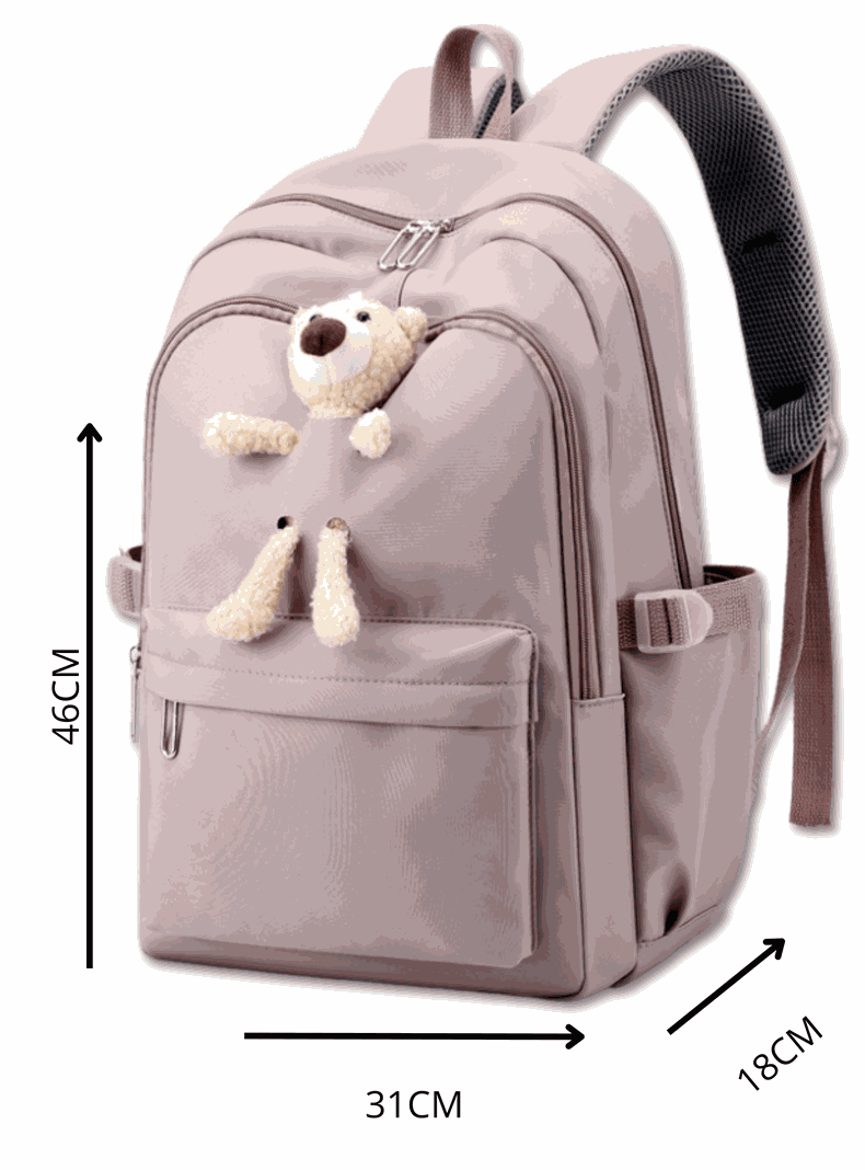 Mochila Escolar Juvenil 46cm Niñas Estilo Kawaii Cute Teddy Bear Purple-1