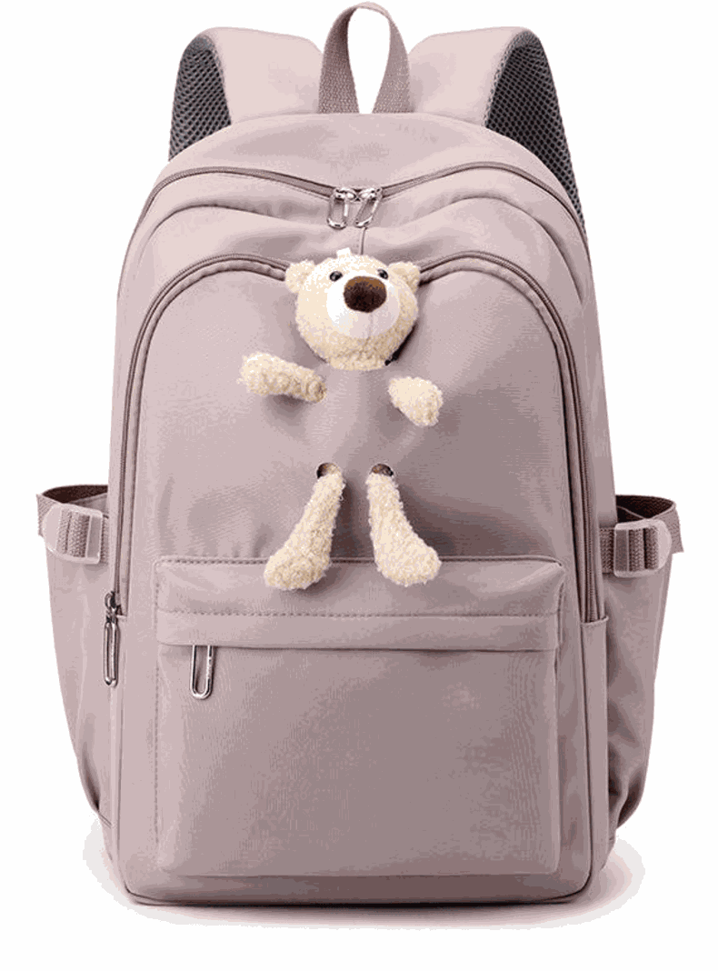 Mochila Escolar Juvenil 46cm Niñas Estilo Kawaii Cute Teddy Bear Purple-2