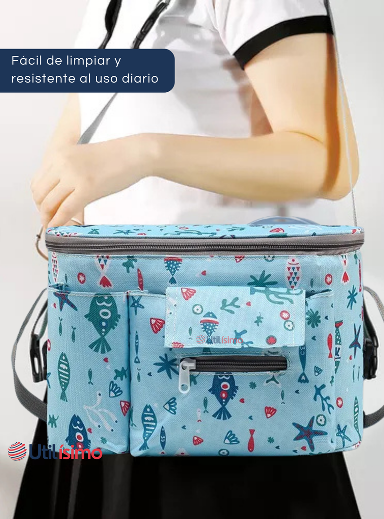 Bolso Maternal Mochila Para Coche Pañalera Bebé Mamá Azul-1