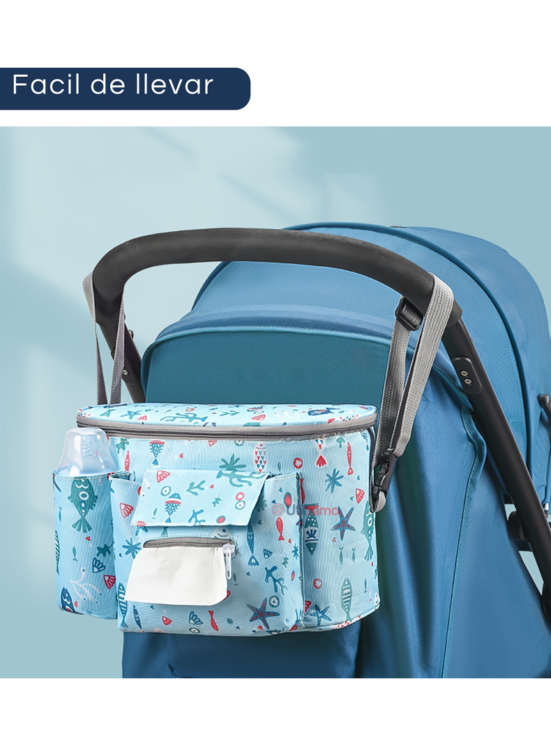 Bolso Maternal Mochila Para Coche Pañalera Bebé Mamá Azul-6
