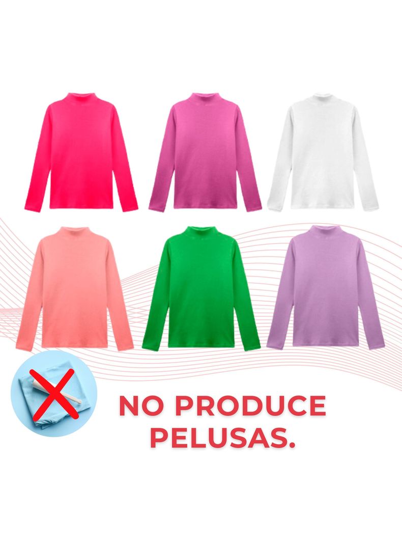 Pack 1 Camiseta Beatle 100% Polar Polera Cuello Alto Niña Colores Surtidos-5