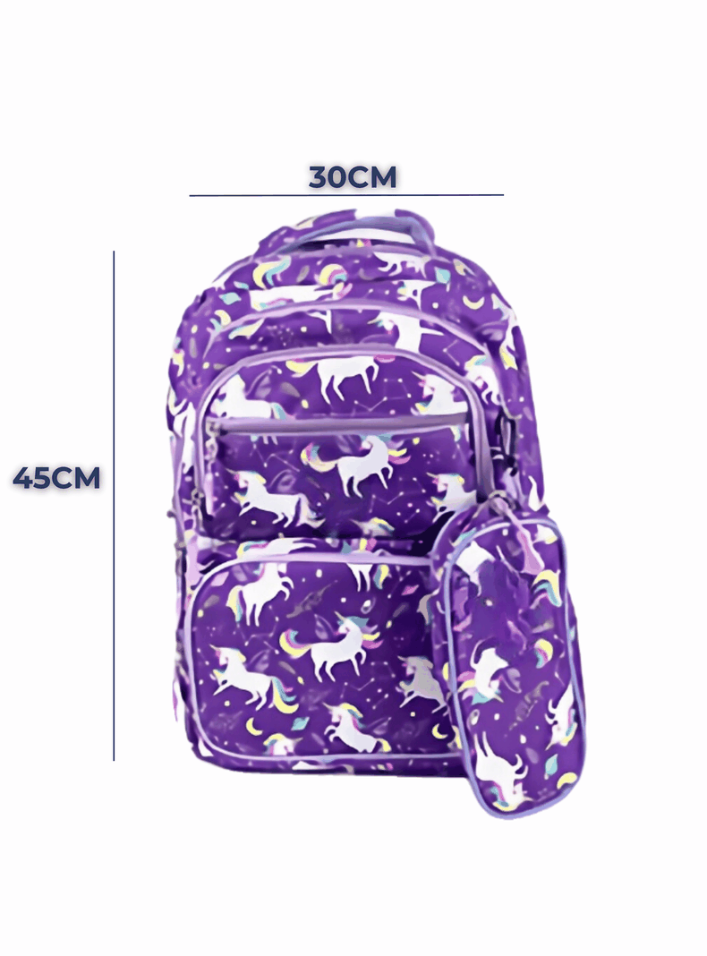  Mochila Con Lonchera Y Estuche 45CM Diseños Variados Niña Unicorns-1