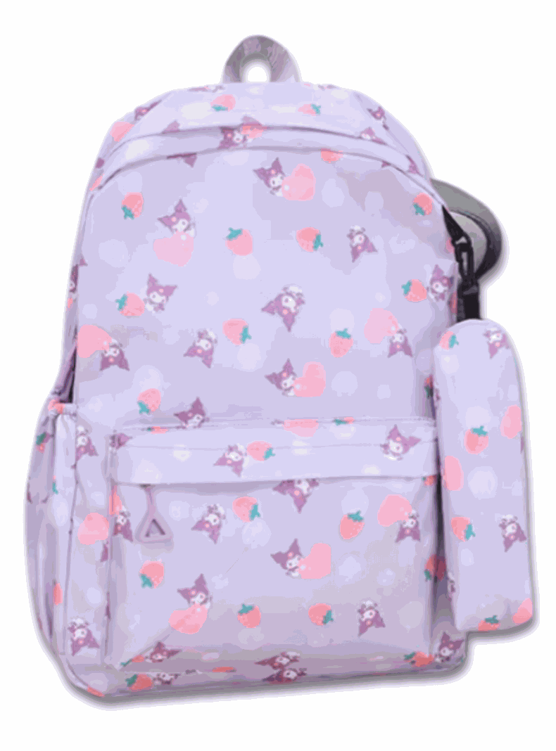 Mochila Kuromi Escolar 44cm Sanrio Estilo Kawaii Purple