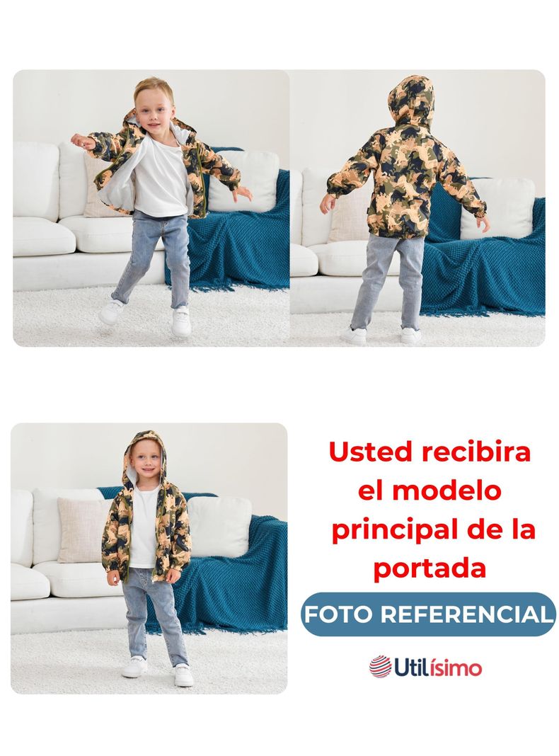 Cortaviento Impermeable Chaqueta Estampado Niño Y Bebé Jump Kids Rawr Dinosaur-3